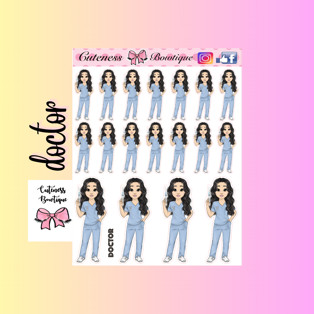 The Cutie Line Icon Sticker Sheet | Cuteness Planner Stickers for Agendas, Planners, Notebooks, Dividers | CUTIE PIE DOCTOR