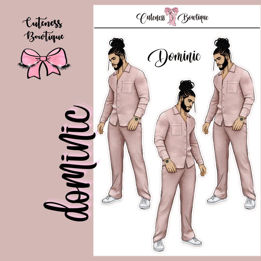 The CUSTOM Cuteness Doll Collection Sticker Sheet | Cuteness Planner Stickers for Agendas, Planners, Notebooks, Dividers | DOMINIC