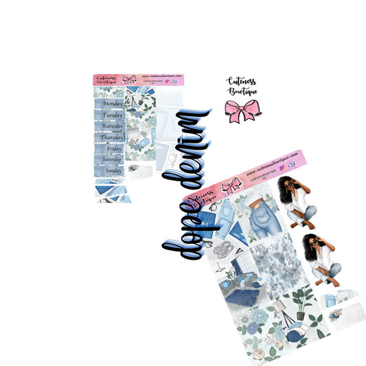 The Cuteness KITS I Collection Sticker Sheet | Cuteness Planner Stickers for Agendas, Planners, Notebooks, Dividers | DOPE DENIM