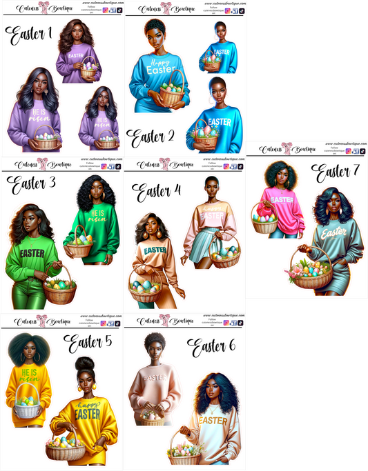 The Cuteness Doll Collection Sticker Sheet | Cuteness Planner Stickers for Agendas, Planners, Notebooks, Dividers | COLOR ME EASTER