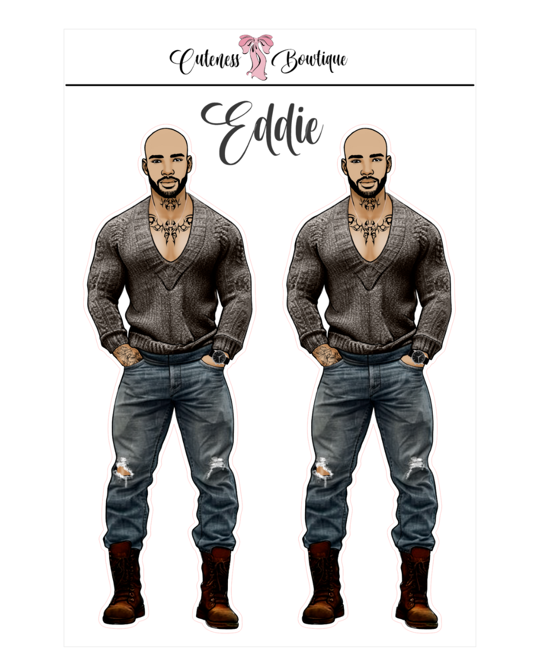 The Cuteness Squad Custom Sticker Sheet | Cuteness Planner Stickers for Agendas, Planners, Notebooks, Dividers | EDDIE