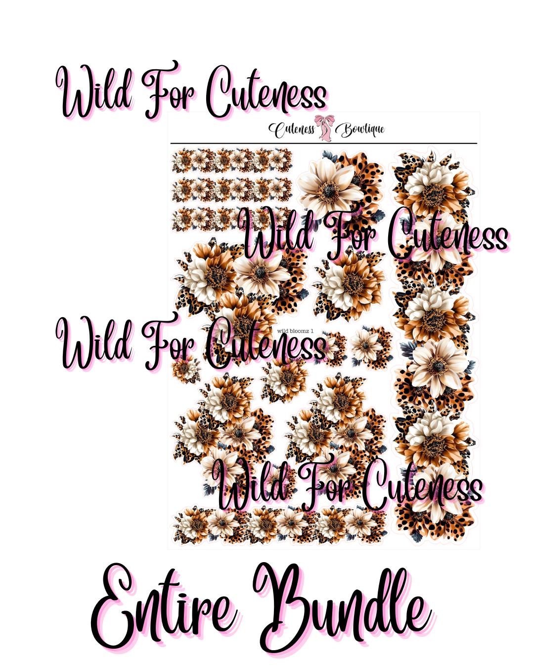 The Cuteness Journaling Sticker Sheet | Cuteness Planner Stickers for Agendas, Planners, Notebooks, Dividers | WILD FOR CUTENESS DECO