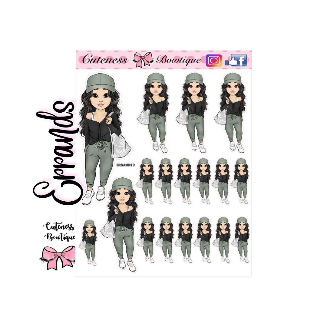 The Cutie Line Icon Sticker Sheet | Cuteness Planner Stickers for Agendas, Planners, Notebooks, Dividers | CUTIE PIE ERRANDS