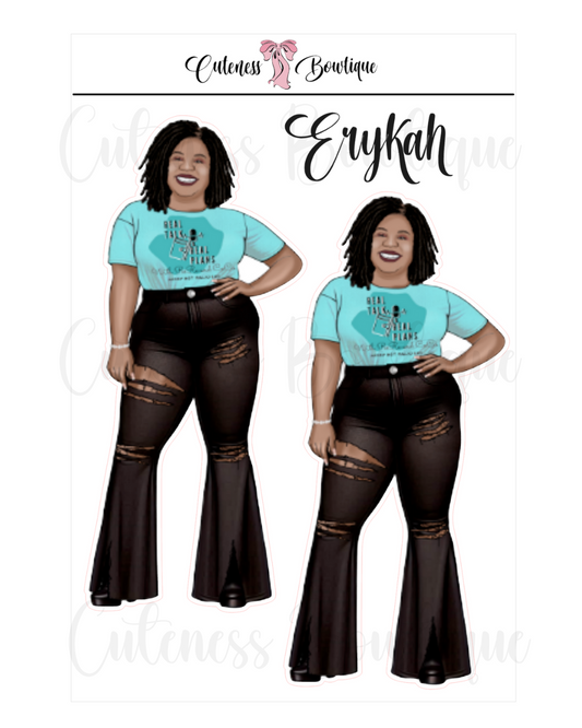 The CUSTOM Cuteness Doll Collection Sticker Sheet | Cuteness Planner Stickers for Agendas, Planners, Notebooks, Dividers | ERYKAH