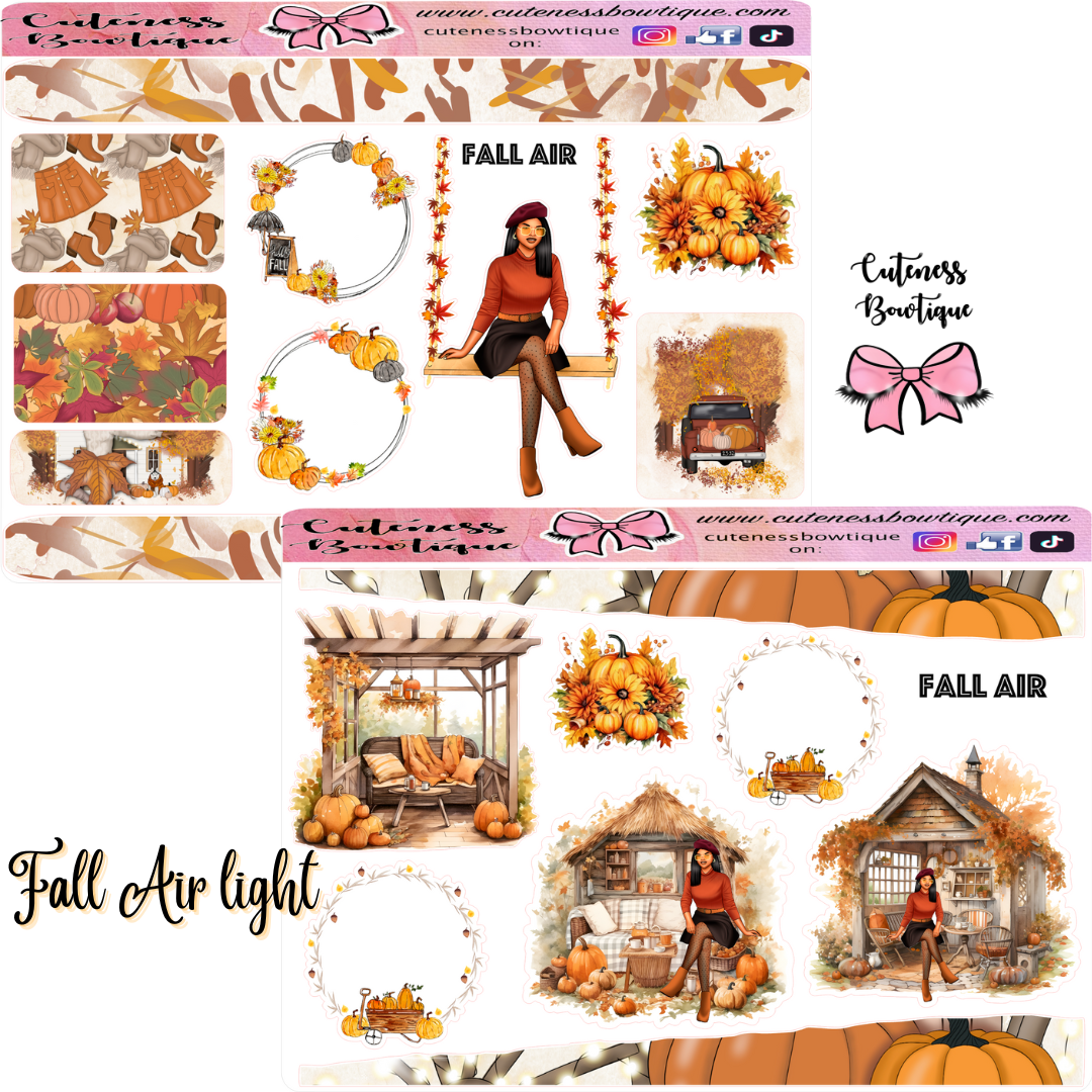 The Cuteness Journaling Sticker Sheet | Cuteness Planner Stickers for Agendas, Planners, Notebooks, Dividers | FALL AIR