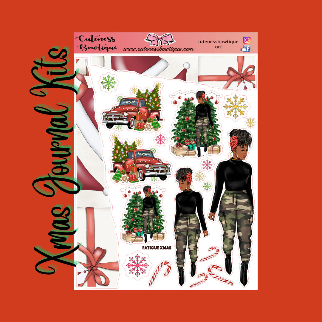 The Cuteness Journaling Sticker Sheet | Cuteness Planner Stickers for Agendas, Planners, Notebooks, Dividers | XMAS SHEETS