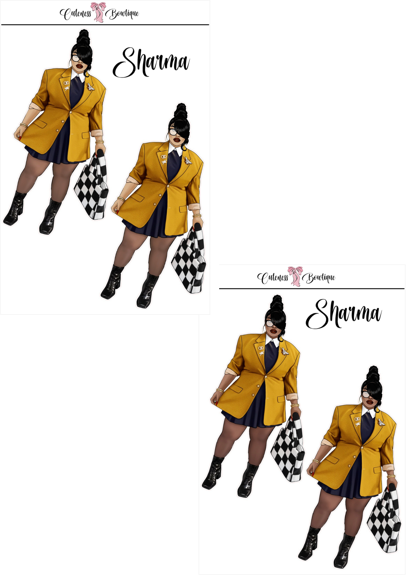 The CUSTOM Cuteness Doll Collection Sticker Sheet | Cuteness Planner Stickers for Agendas, Planners, Notebooks, Dividers | SPRING INTO CUTENESS