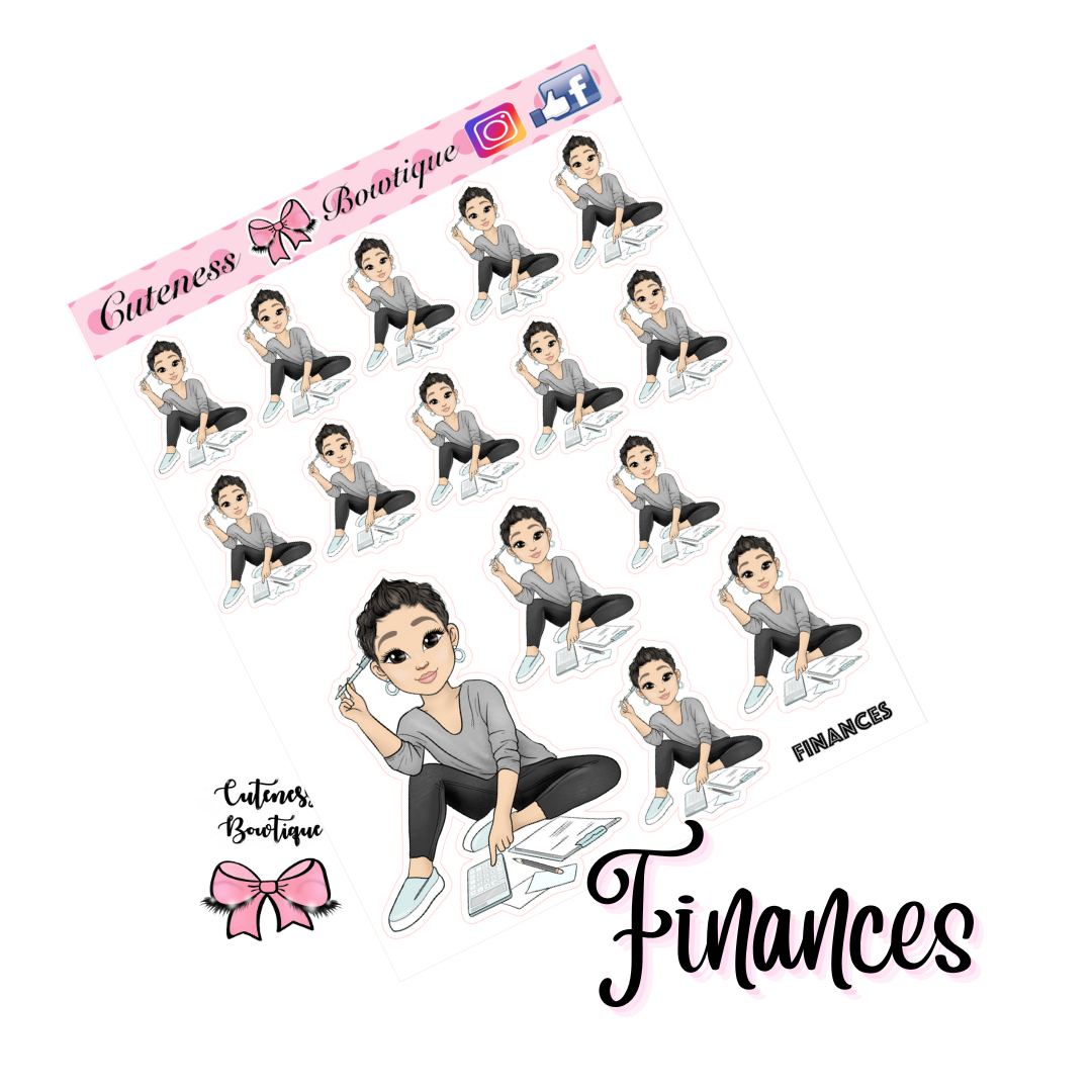 The Cutie Line Icon Sticker Sheet | Cuteness Planner Stickers for Agendas, Planners, Notebooks, Dividers | CUTESIE FINANCES