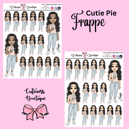 The Cutie Line Icon Sticker Sheet | Cuteness Planner Stickers for Agendas, Planners, Notebooks, Dividers | CUTIE PIE FRAPPE