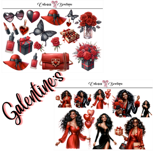 The Cuteness Doll Collection Sticker Sheet | Cuteness Planner Stickers for Agendas, Planners, Notebooks, Dividers | GALENTINE'S