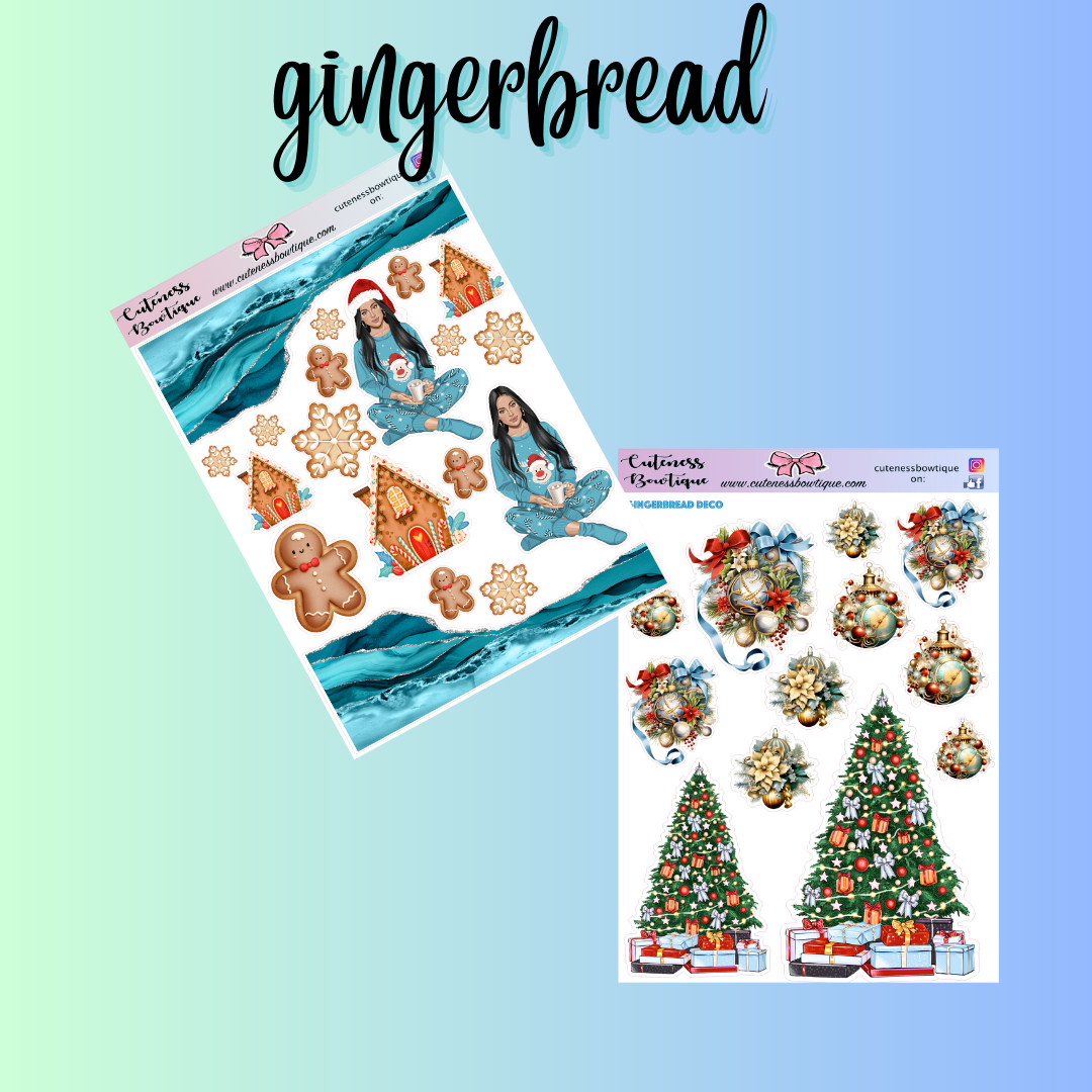 The Cuteness Journaling Sticker Sheet | Cuteness Planner Stickers for Agendas, Planners, Notebooks, Dividers | GINGERBREAD
