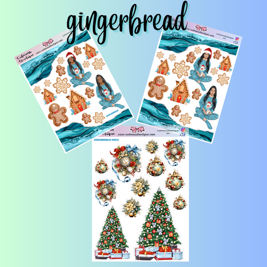 The Cuteness Journaling Sticker Sheet | Cuteness Planner Stickers for Agendas, Planners, Notebooks, Dividers | GINGERBREAD