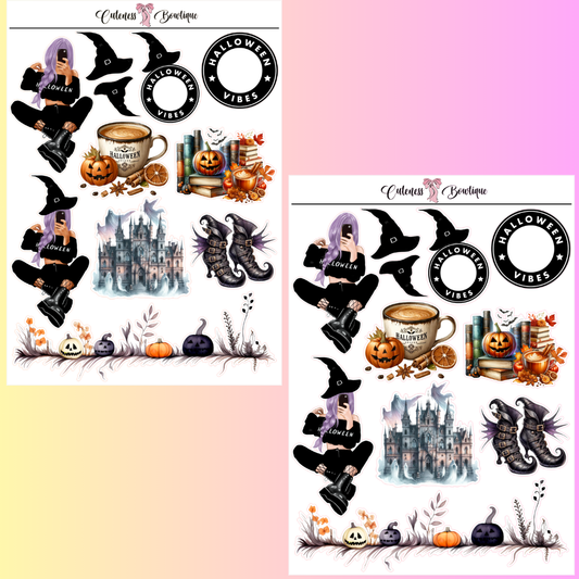The Cuteness Journaling Sticker Sheet | Cuteness Planner Stickers for Agendas, Planners, Notebooks, Dividers | HALLOWEEN VIBES