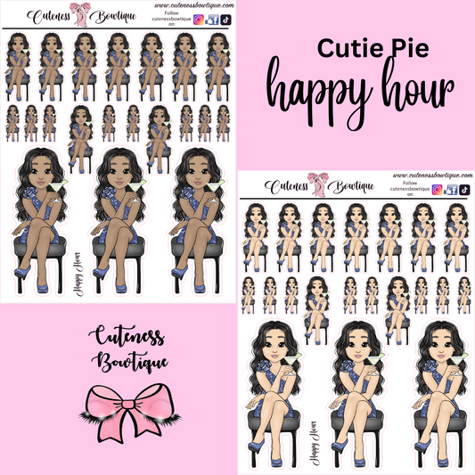 The Cutie Line Icon Sticker Sheet | Cuteness Planner Stickers for Agendas, Planners, Notebooks, Dividers | CUTIE PIE HAPPY HOUR
