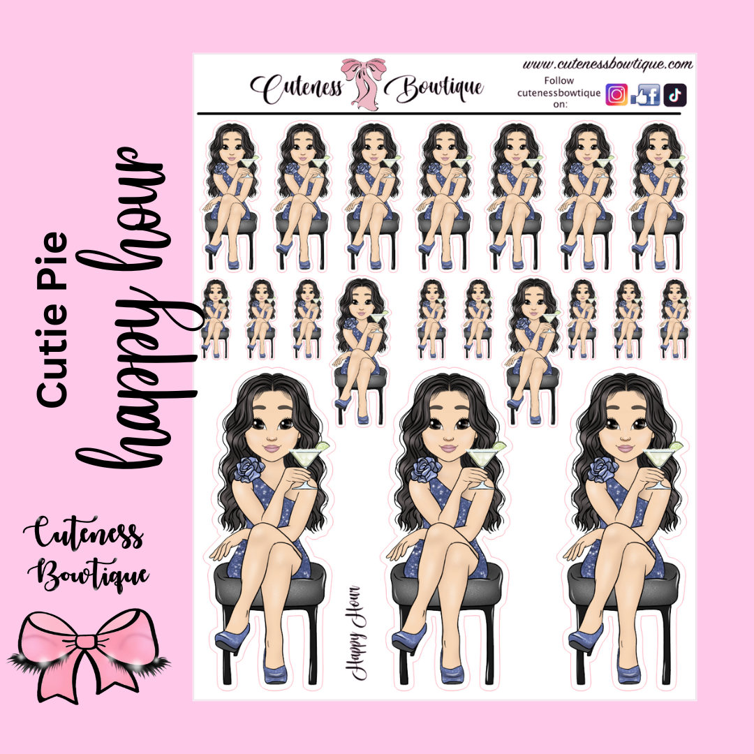 The Cutie Line Icon Sticker Sheet | Cuteness Planner Stickers for Agendas, Planners, Notebooks, Dividers | CUTIE PIE HAPPY HOUR