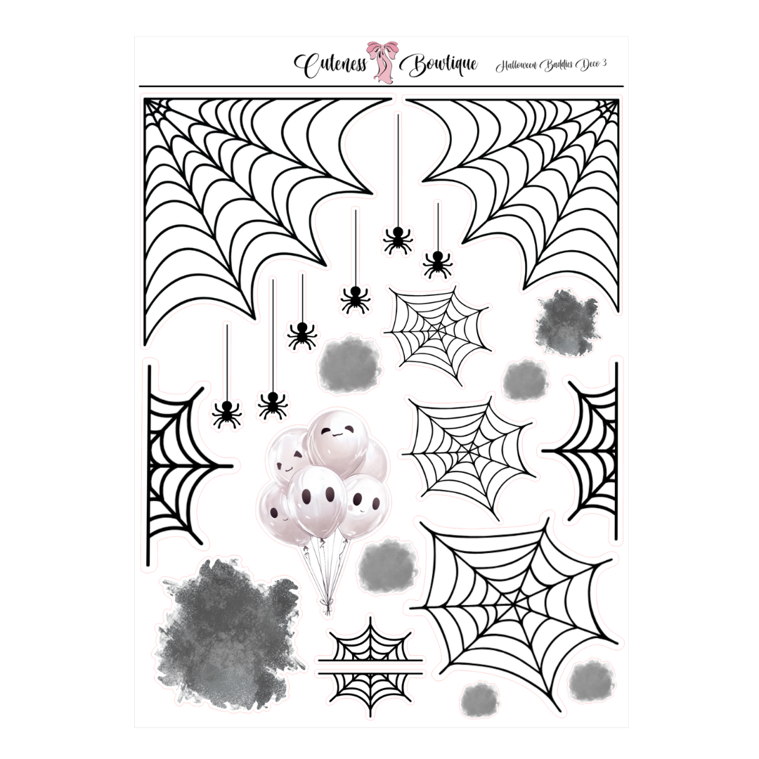 The Cuteness Journaling Sticker Sheet | Cuteness Planner Stickers for Agendas, Planners, Notebooks, Dividers | HALLOWEEN BADDIES DECO
