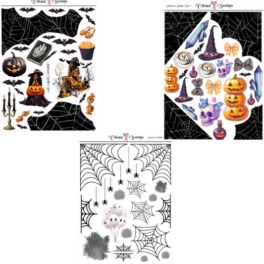 The Cuteness Journaling Sticker Sheet | Cuteness Planner Stickers for Agendas, Planners, Notebooks, Dividers | HALLOWEEN BADDIES DECO