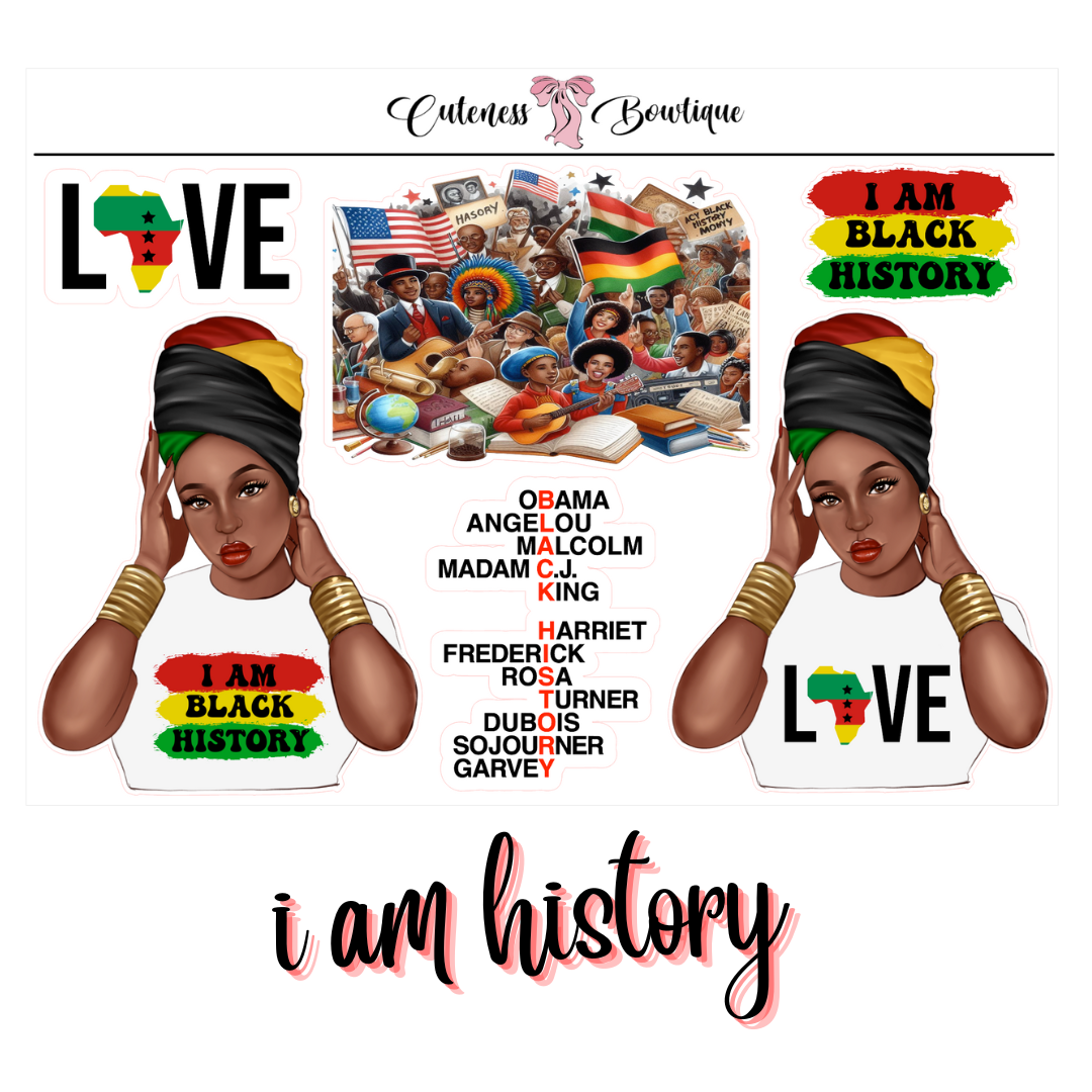 The Cuteness Doll Collection Sticker Sheet | Cuteness Planner Stickers for Agendas, Planners, Notebooks, Dividers | I AM HISTORY