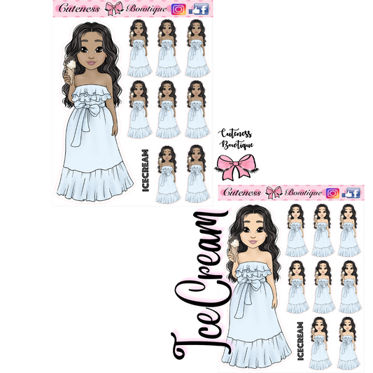 The Cutie Line Icon Sticker Sheet | Cuteness Planner Stickers for Agendas, Planners, Notebooks, Dividers | CUTIE PIE ICE CREAM