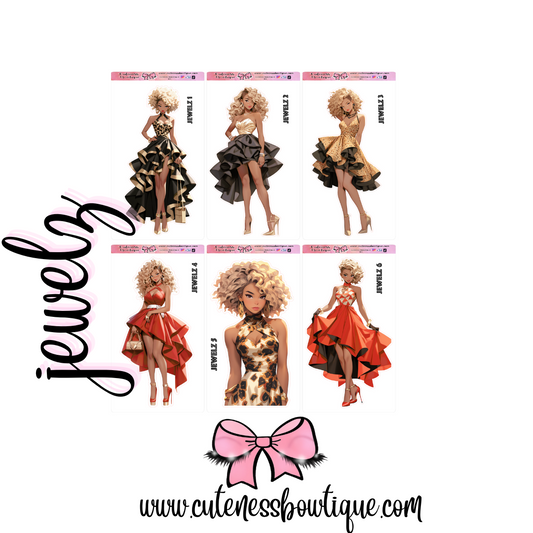 The Cuteness Doll Collection Sticker Sheet | Cuteness Planner Stickers for Agendas, Planners, Notebooks, Dividers | JEWELZ VOL. 1~6