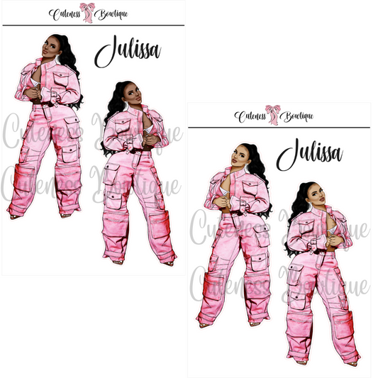 The CUSTOM Cuteness Doll Collection Sticker Sheet | Cuteness Planner Stickers for Agendas, Planners, Notebooks, Dividers | PINK FEST | JULISSA