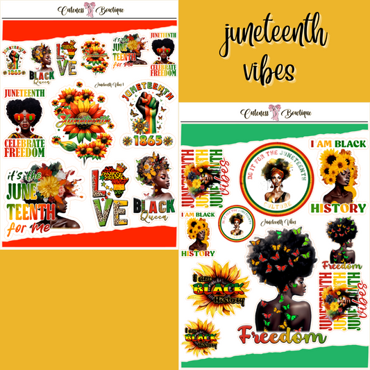 The Cuteness Journaling Sticker Sheet | Cuteness Planner Stickers for Agendas, Planners, Notebooks, Dividers | JUNETEENTH VIBES