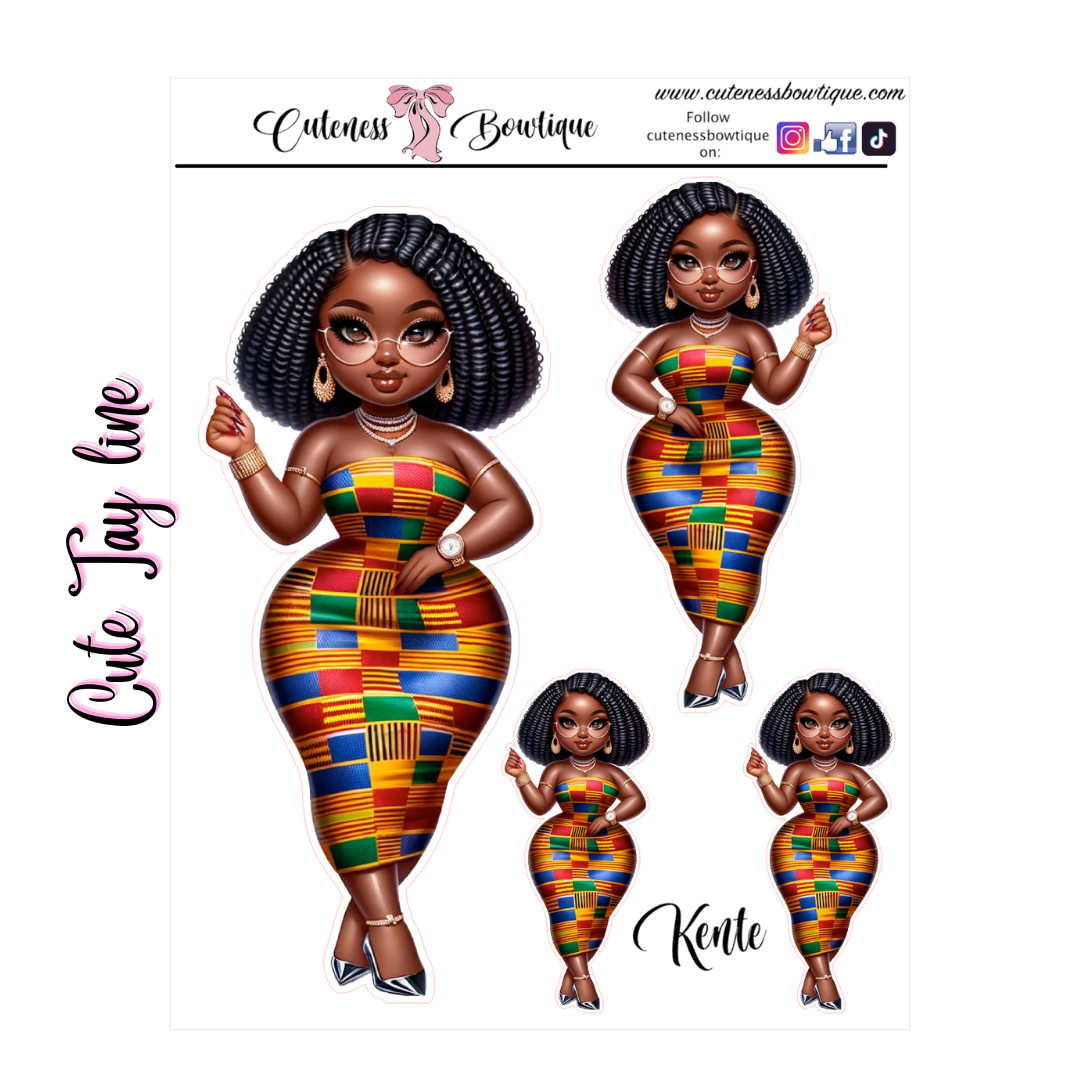 The Cuteness Bow peeps Mini Doll Collection Sticker Sheet | Cuteness Planner Stickers for Agendas, Planners, Notebooks, Dividers | CUTE TAY LINE