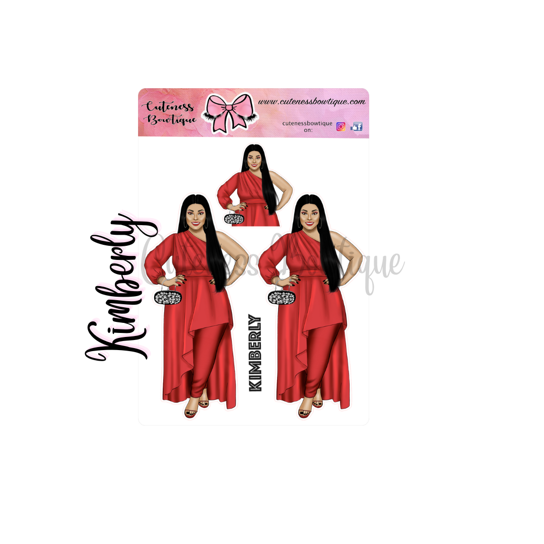 The CUSTOM Cuteness Doll Collection Sticker Sheet | Cuteness Planner Stickers for Agendas, Planners, Notebooks, Dividers | KIMBERLY