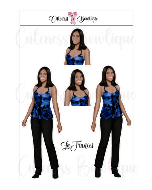 The CUSTOM Cuteness Doll Collection Sticker Sheet | Cuteness Planner Stickers for Agendas, Planners, Notebooks, Dividers | LAFRANCES