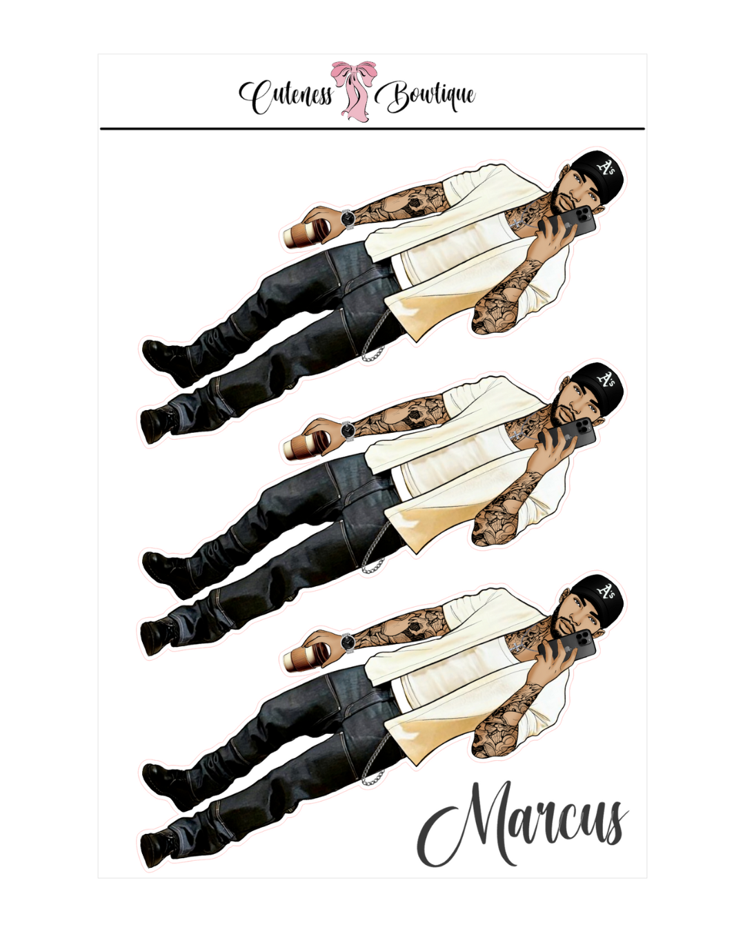 The Cuteness Squad Custom Sticker Sheet | Cuteness Planner Stickers for Agendas, Planners, Notebooks, Dividers | MARCUS