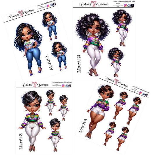 The Cuteness Doll Collection Sticker Sheet | Cuteness Planner Stickers for Agendas, Planners, Notebooks, Dividers | MARDI