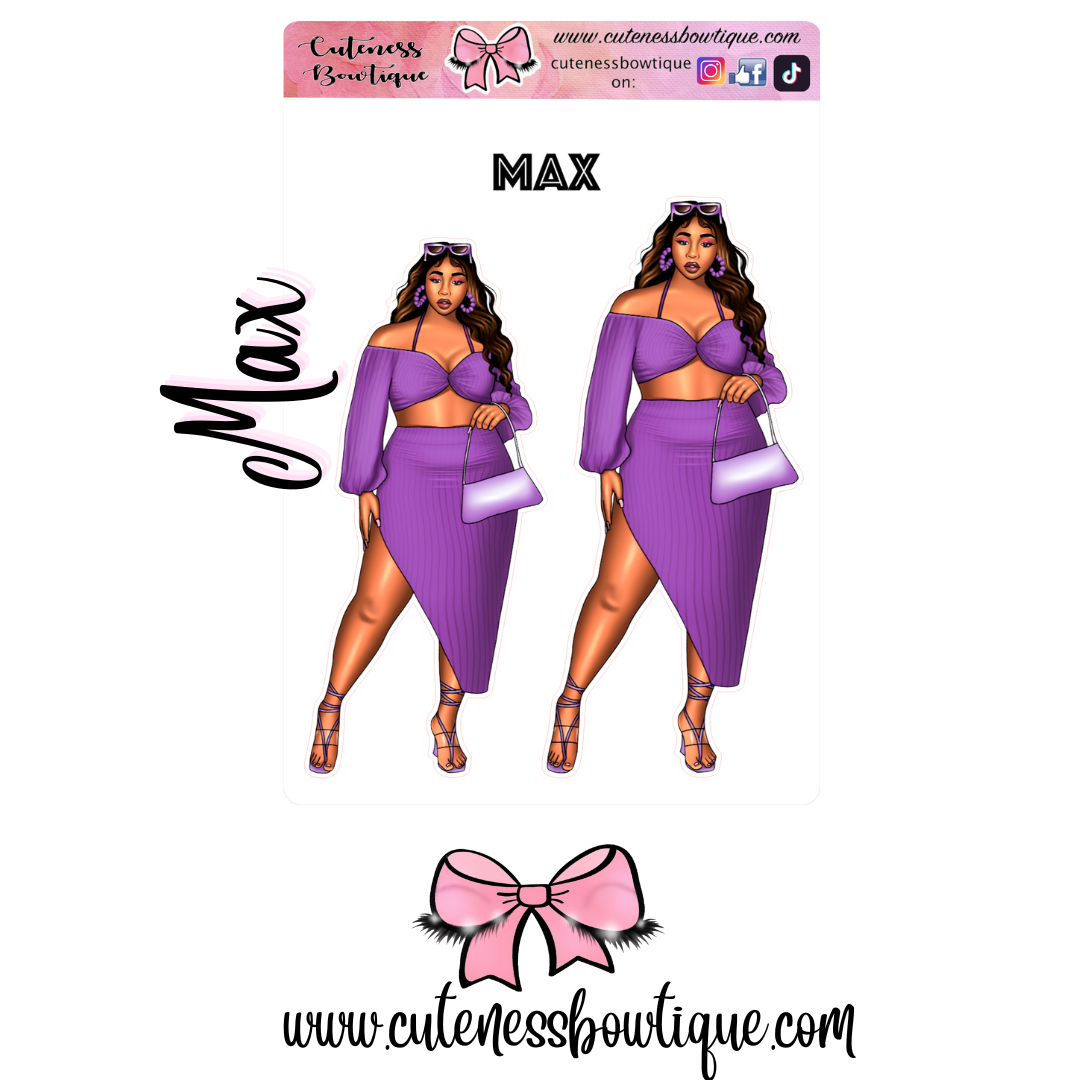 The Cuteness Doll Collection Sticker Sheet | Cuteness Planner Stickers for Agendas, Planners, Notebooks, Dividers | MAX