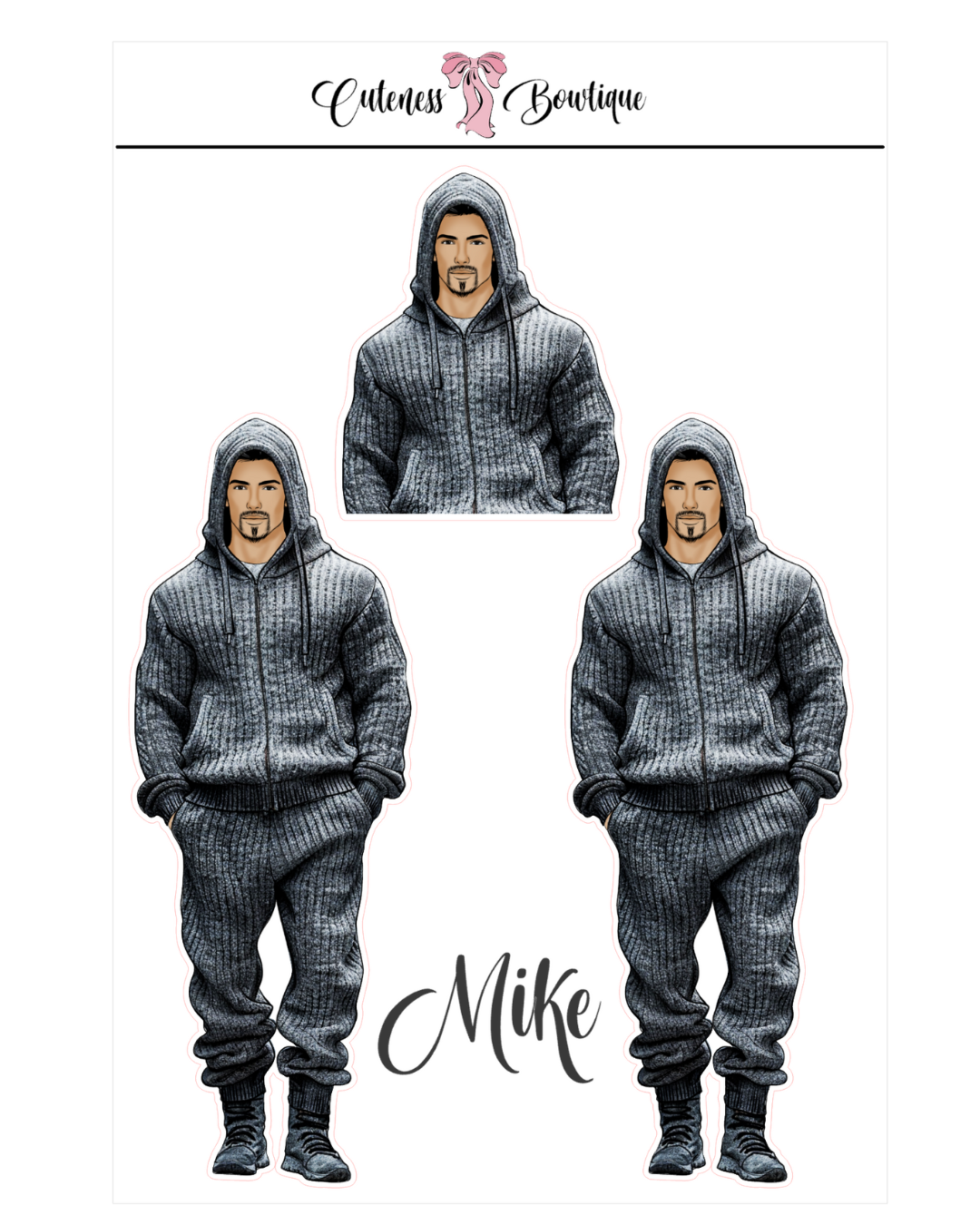 The Cuteness Squad Custom Sticker Sheet | Cuteness Planner Stickers for Agendas, Planners, Notebooks, Dividers | MIKE