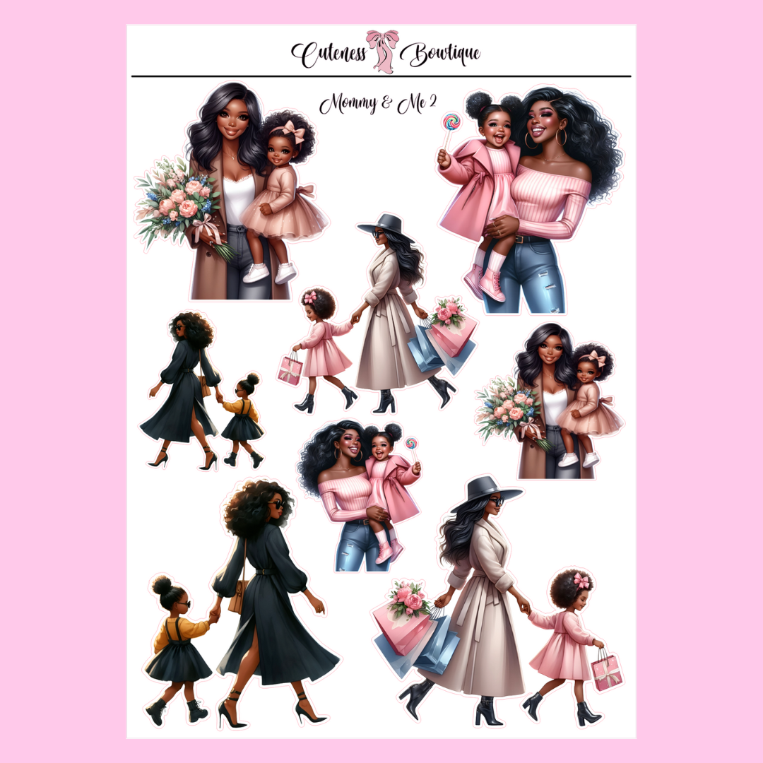 The Cuteness Journaling  Sticker Sheet | Cuteness Planner Stickers for Agendas, Planners, Notebooks, Dividers | MOMMY & ME
