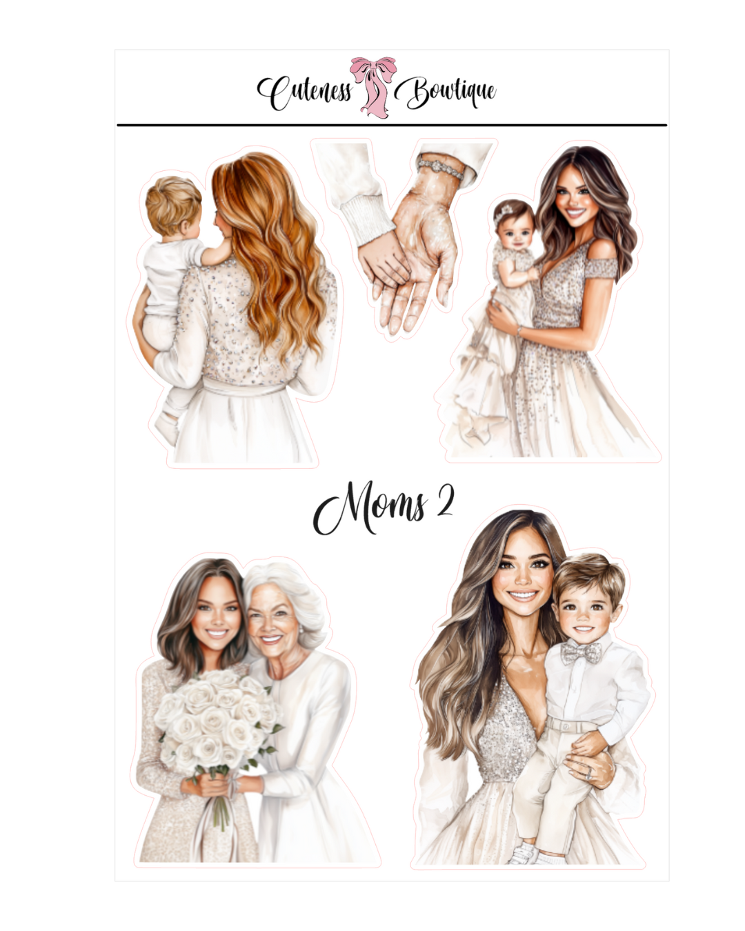 The Cuteness Doll Collection Sticker Sheet | Cuteness Planner Stickers for Agendas, Planners, Notebooks, Dividers | MOMS