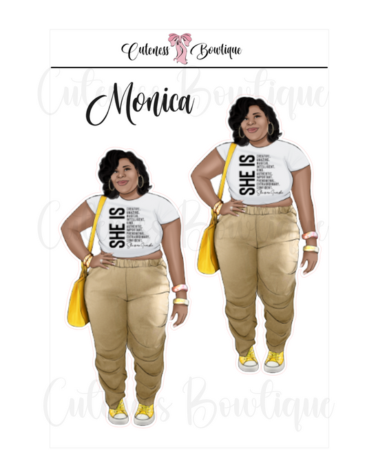 The CUSTOM Cuteness Doll Collection Sticker Sheet | Cuteness Planner Stickers for Agendas, Planners, Notebooks, Dividers | MONICA