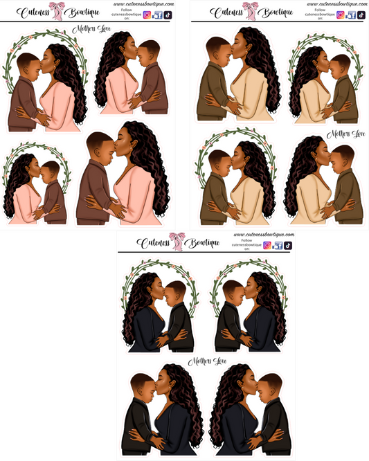 The Cuteness Doll Collection Sticker Sheet | Cuteness Planner Stickers for Agendas, Planners, Notebooks, Dividers | MOTHERS LOVE BOY