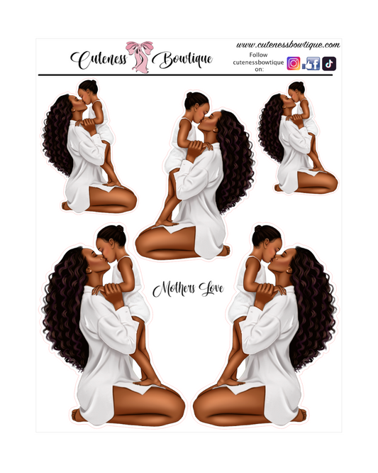 The Cuteness Doll Collection Sticker Sheet | Cuteness Planner Stickers for Agendas, Planners, Notebooks, Dividers | MOTHERS DAY GIRL