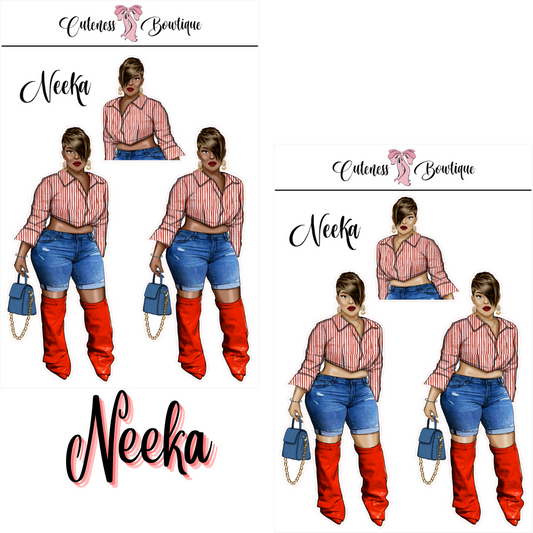 The CUSTOM Cuteness Doll Collection Sticker Sheet | Cuteness Planner Stickers for Agendas, Planners, Notebooks, Dividers | NEEKA