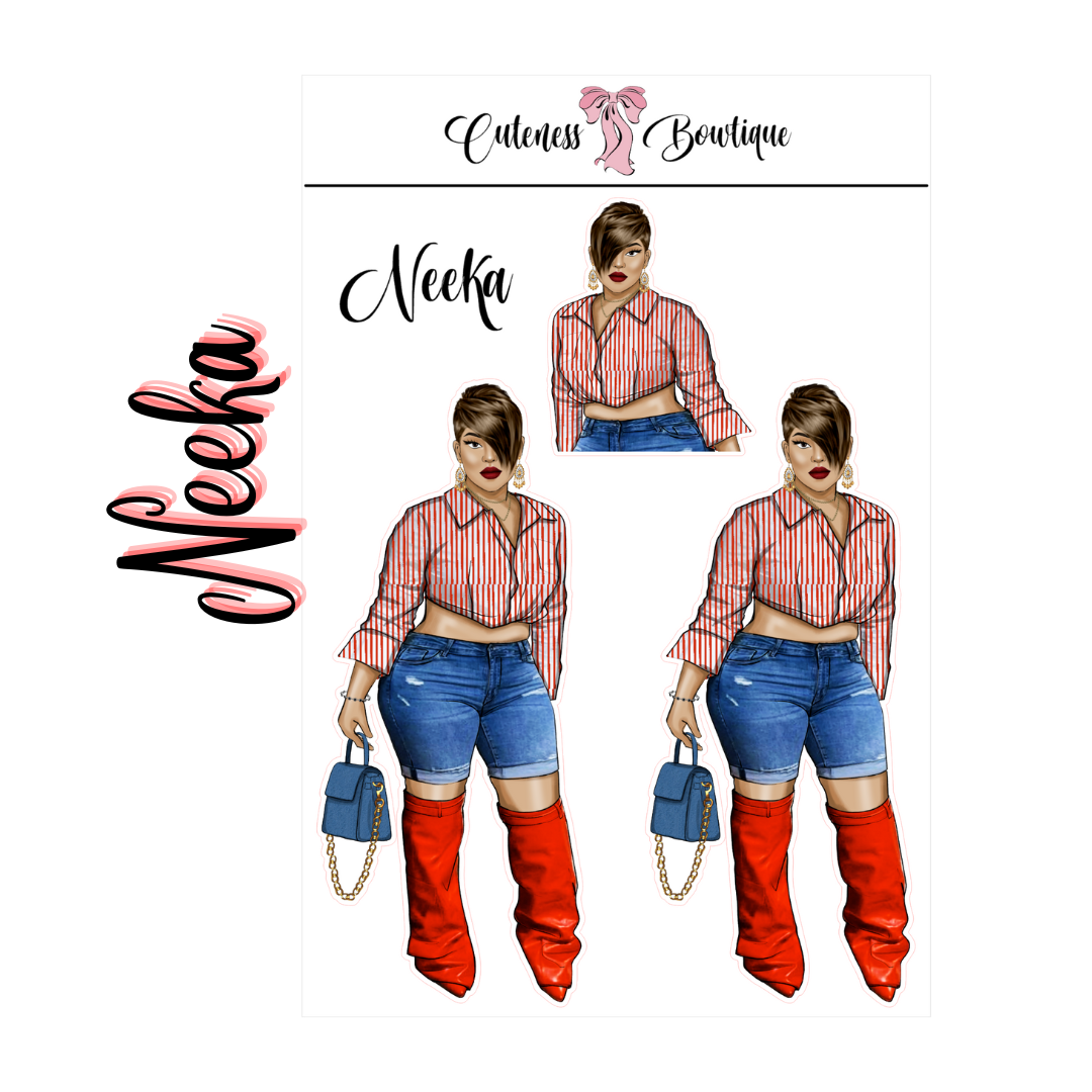 The CUSTOM Cuteness Doll Collection Sticker Sheet | Cuteness Planner Stickers for Agendas, Planners, Notebooks, Dividers | NEEKA