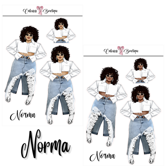 The CUSTOM Cuteness Doll Collection Sticker Sheet | Cuteness Planner Stickers for Agendas, Planners, Notebooks, Dividers | NORMA