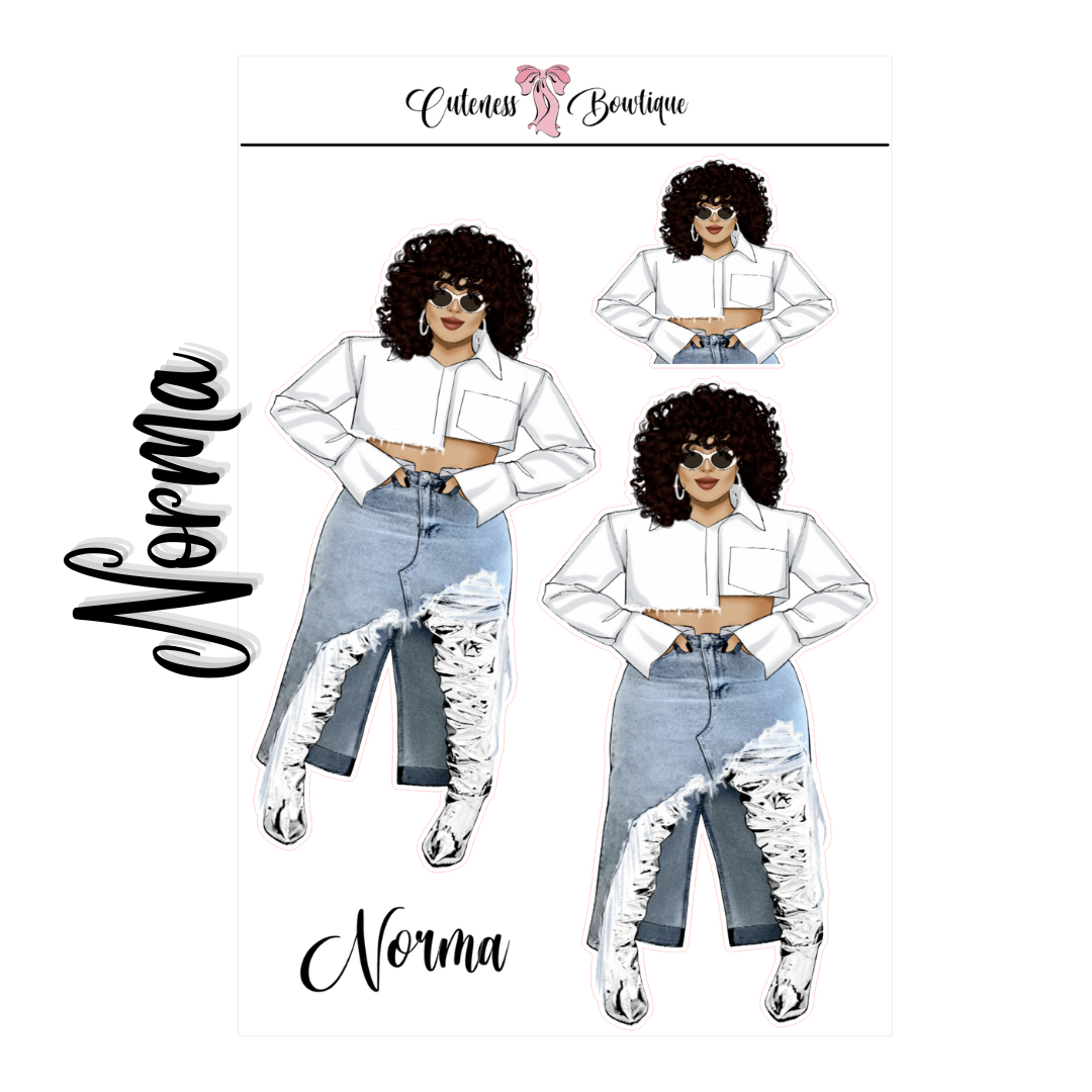 The CUSTOM Cuteness Doll Collection Sticker Sheet | Cuteness Planner Stickers for Agendas, Planners, Notebooks, Dividers | NORMA
