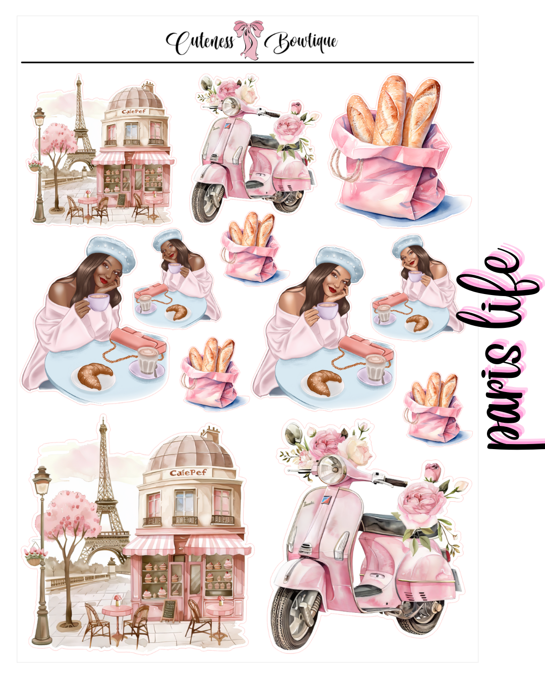 The Cuteness Journaling Sticker Sheet | Cuteness Planner Stickers for Agendas, Planners, Notebooks, Dividers | PARSIAN THEME