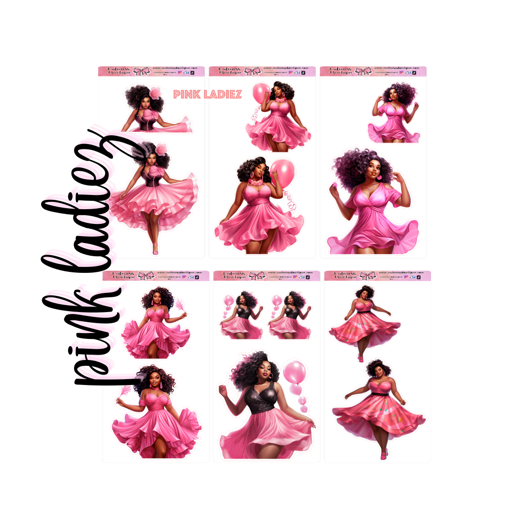 The Cuteness Doll Collection Sticker Sheet | Cuteness Planner Stickers for Agendas, Planners, Notebooks, Dividers | PINK LADIEZ