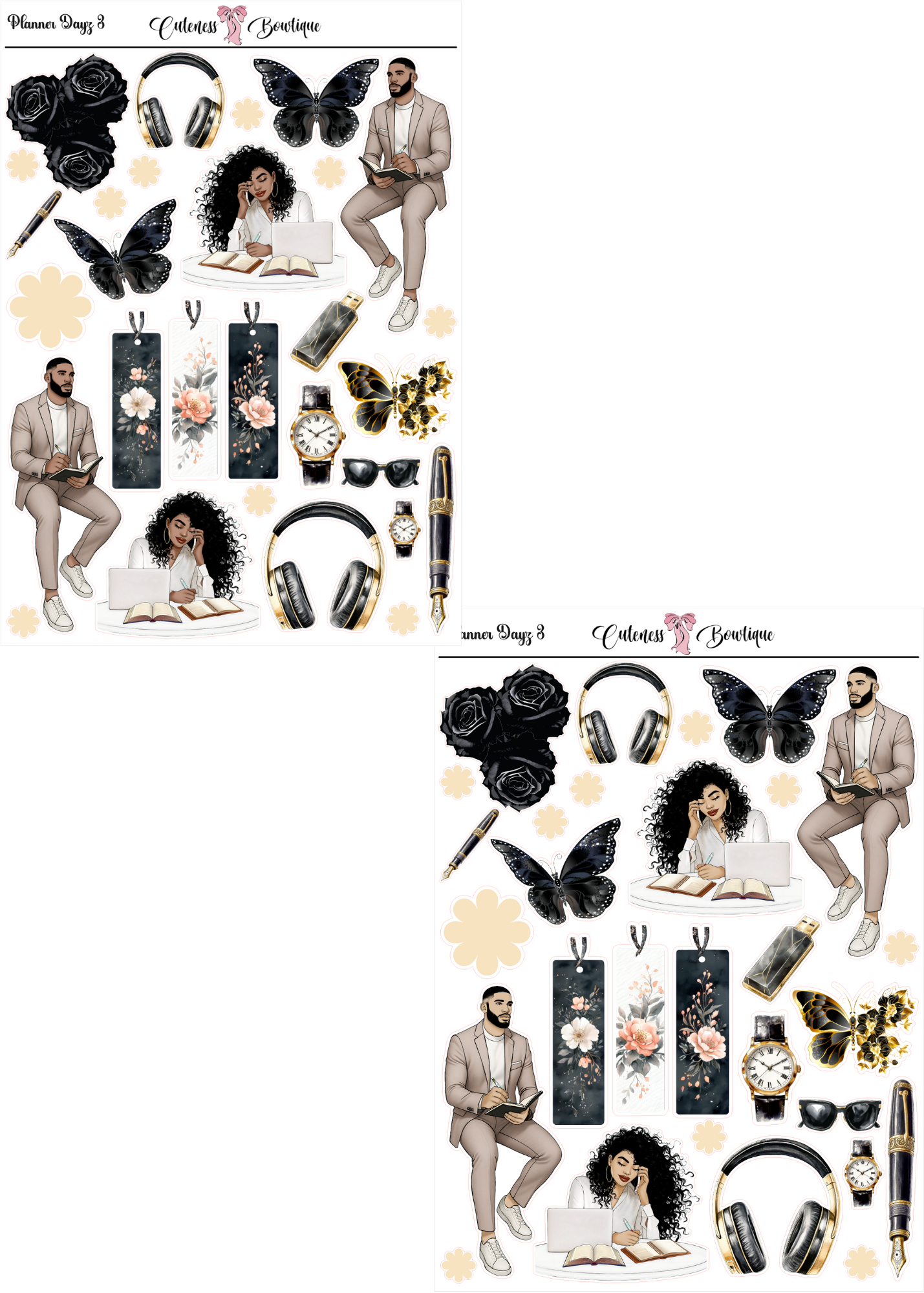 The Cuteness Journaling Sticker Sheet | Cuteness Planner Stickers for Agendas, Planners, Notebooks, Dividers | PLANNER DAZE COLLECTION