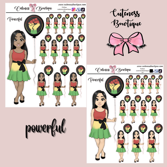 The Cuteness Doll Collection Sticker Sheet | Cuteness Planner Stickers for Agendas, Planners, Notebooks, Dividers | POWERFUL