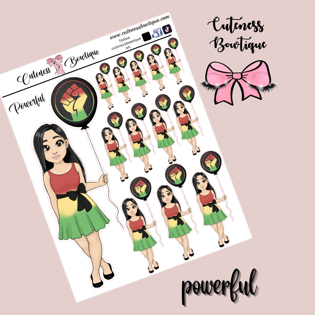 The Cuteness Doll Collection Sticker Sheet | Cuteness Planner Stickers for Agendas, Planners, Notebooks, Dividers | POWERFUL