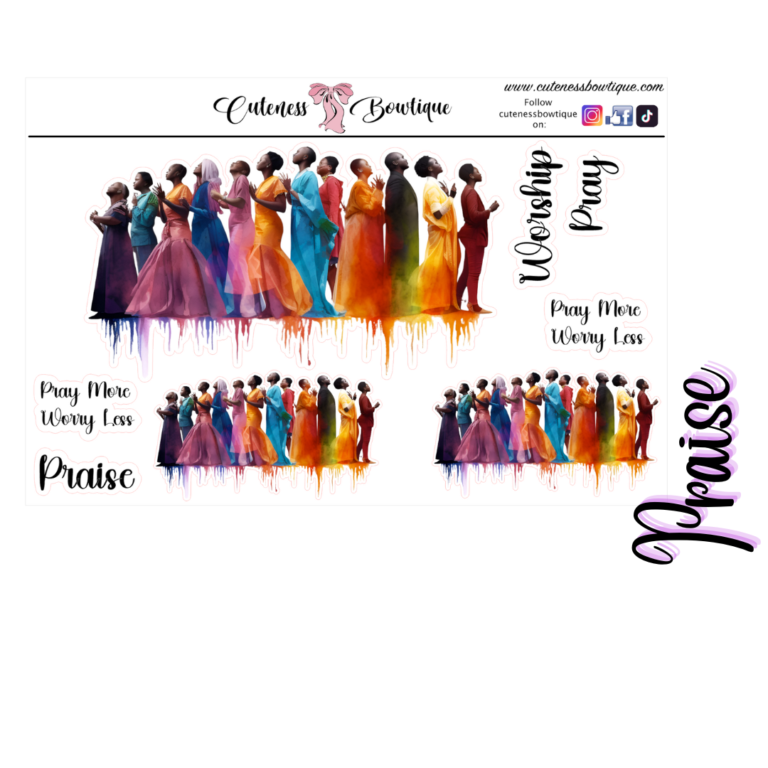 The Cuteness Doll Collection Sticker Sheet | Cuteness Planner Stickers for Agendas, Planners, Notebooks, Dividers | PRAISE 1~4