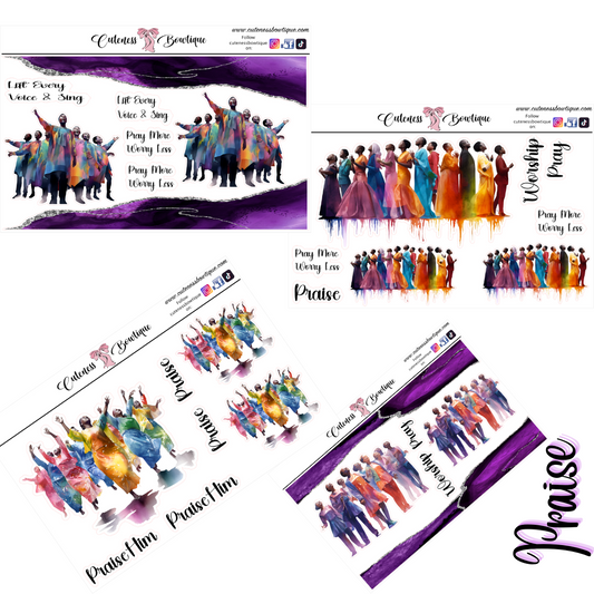 The Cuteness Doll Collection Sticker Sheet | Cuteness Planner Stickers for Agendas, Planners, Notebooks, Dividers | PRAISE 1~4