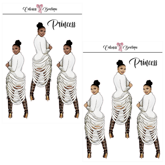 The CUSTOM Cuteness Doll Collection Sticker Sheet | Cuteness Planner Stickers for Agendas, Planners, Notebooks, Dividers | PRINCESS